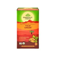 Чай туласи с имбирем, 25 пакетиков, Органик Индия; Tulsi Tea with Ginger, 25 bags, Organic India